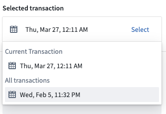 Choose the transaction to which you would like to roll back.