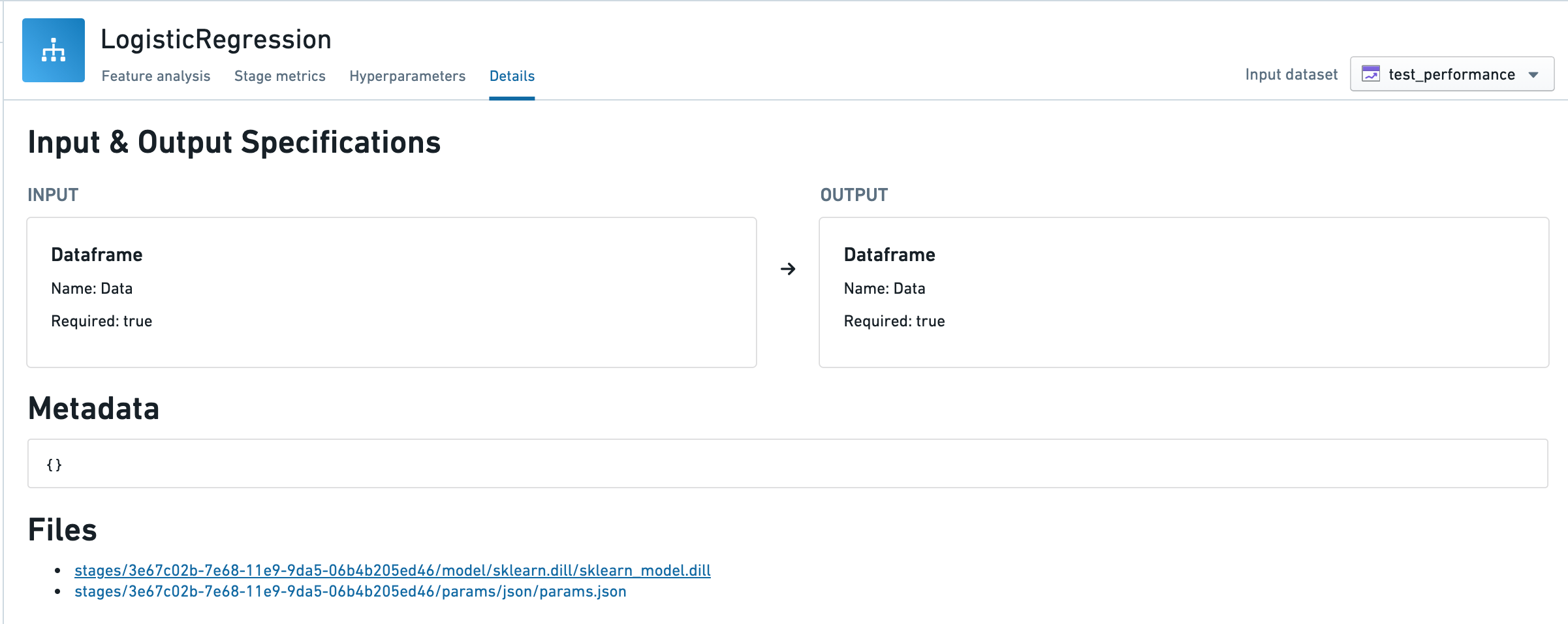 Input and output specifications