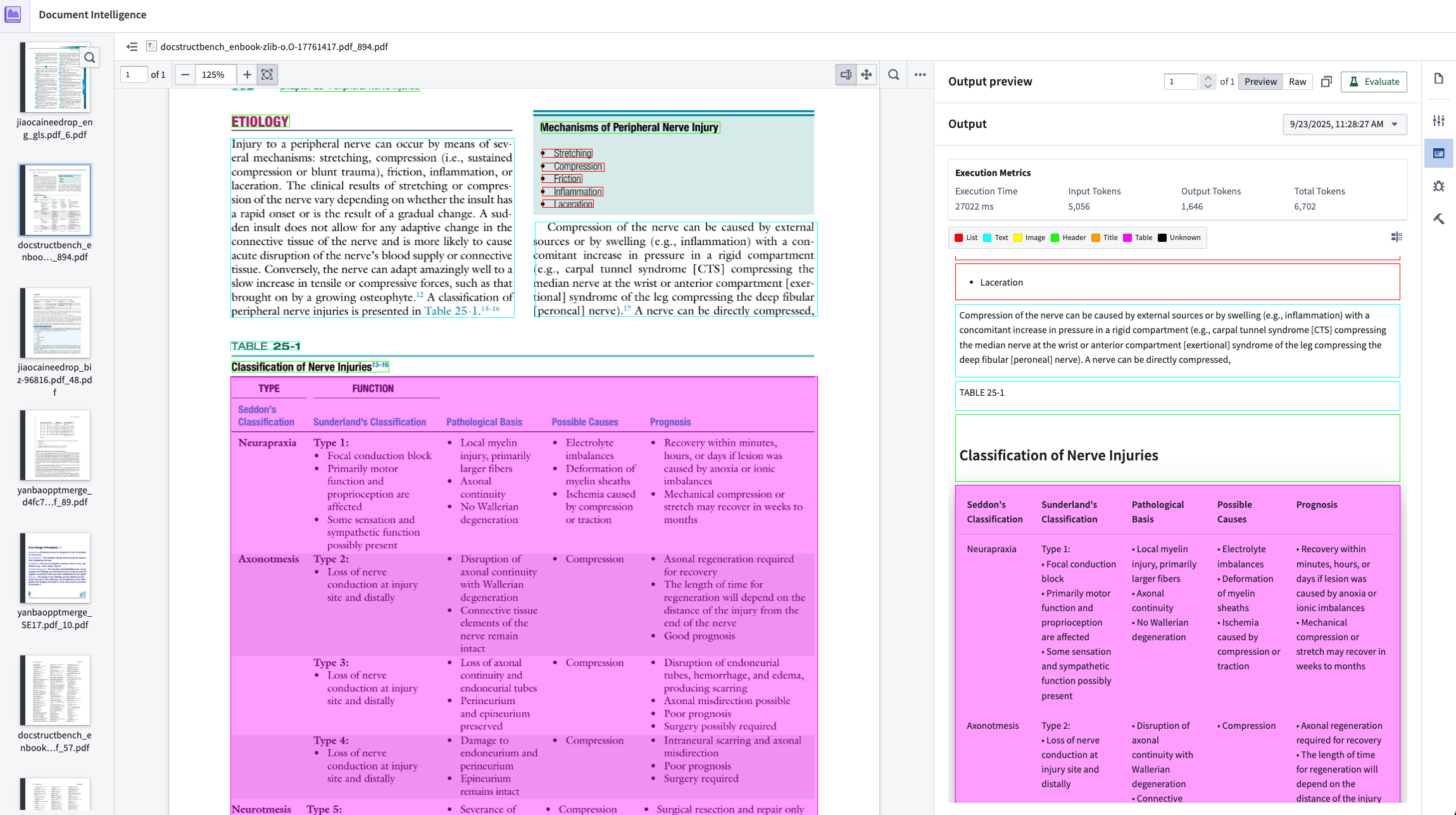 An example of document extracting in Document Intelligence, using bounding boxes to highlight distinct areas of extraction.