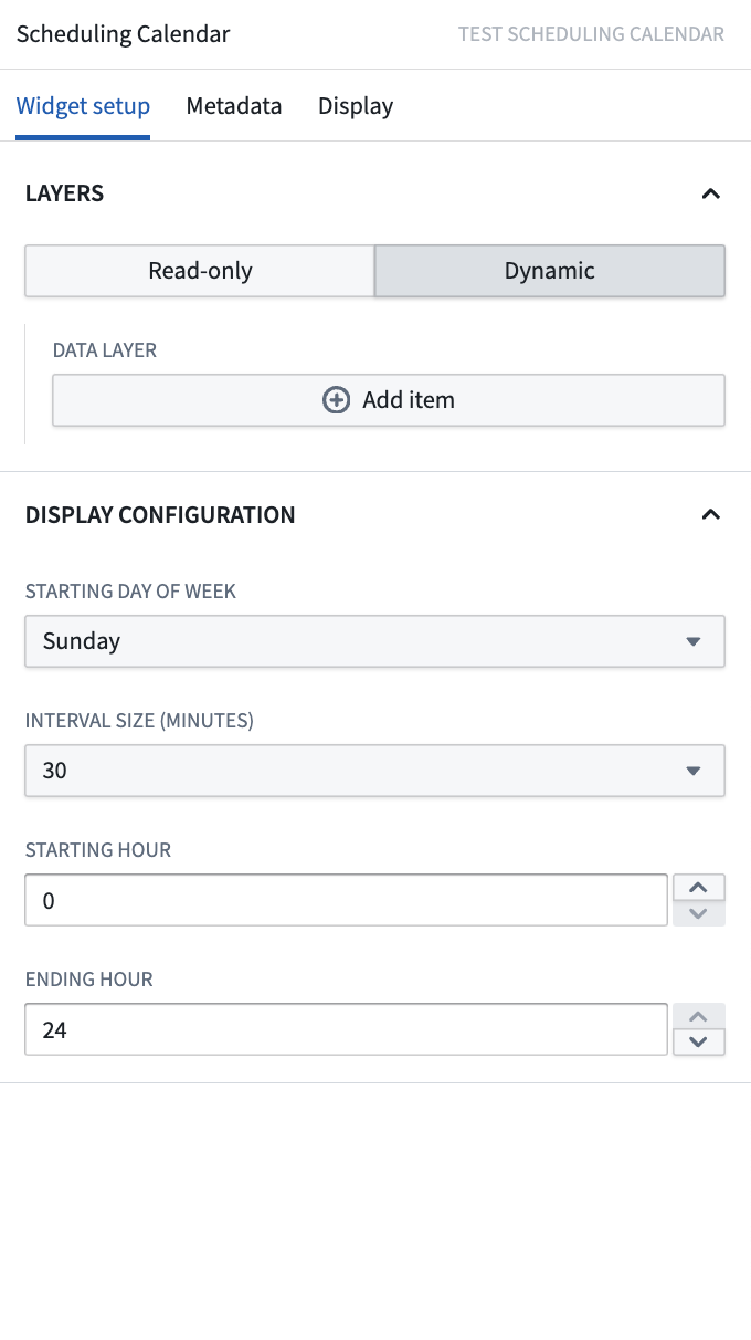 Display configuration panel