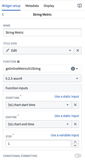 Individual metric configuration screen.