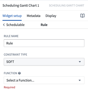 Example of rule configuration panel in Scheduling Gantt Chart widget.