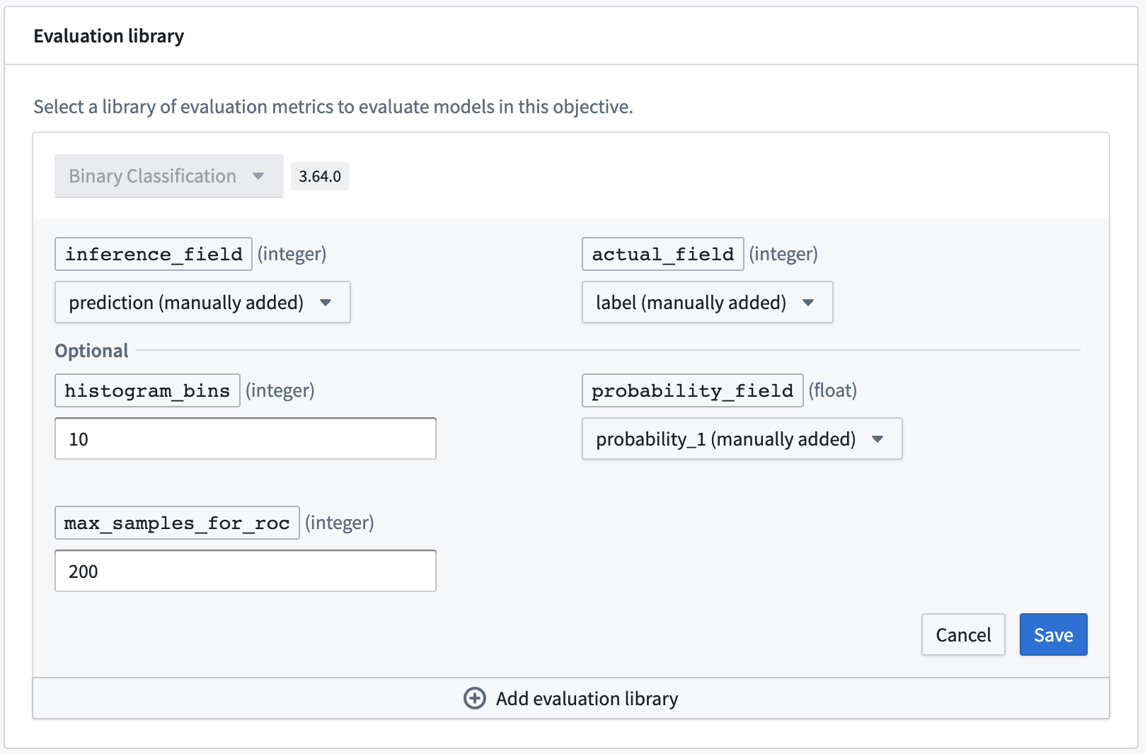 Configure binary classification of evaluator