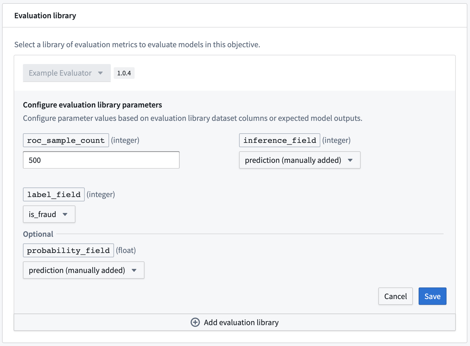 Custom evaluator in modeling objective