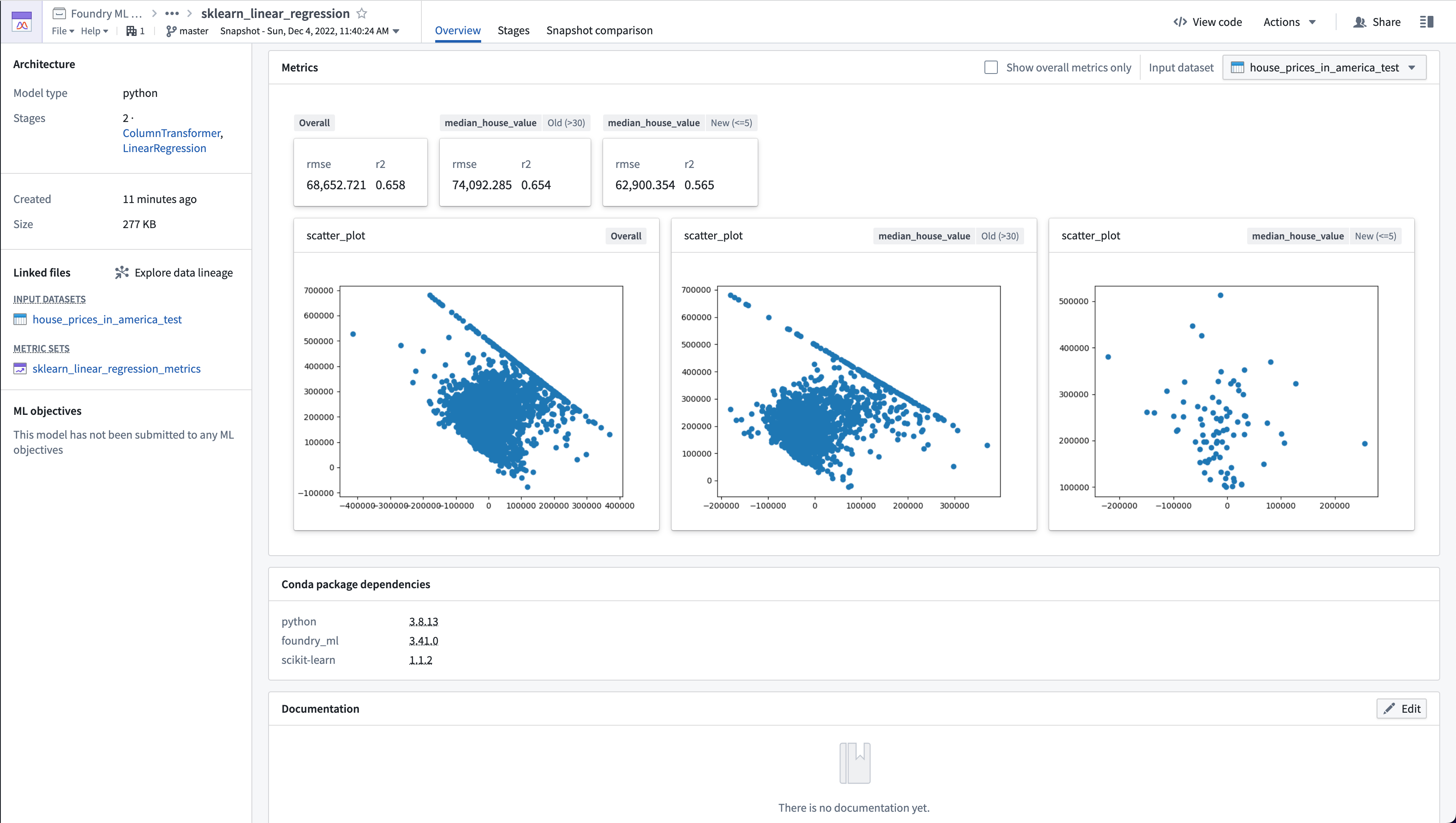 Metrics in Model Preview Application