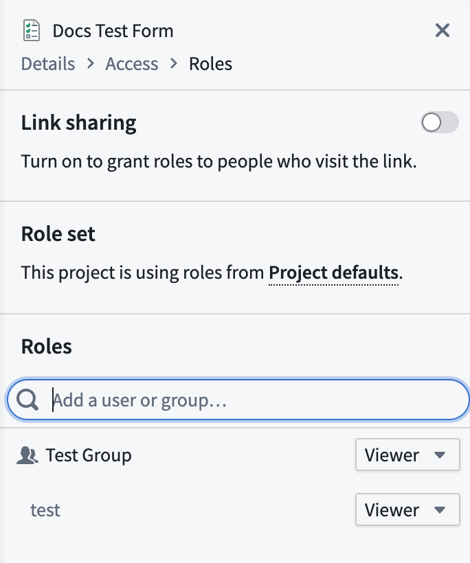 Add a user or group to share