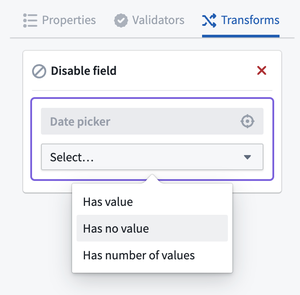 Configure transform condition.