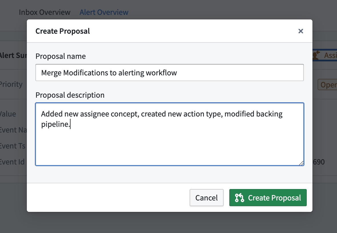 Create proposal dialog.