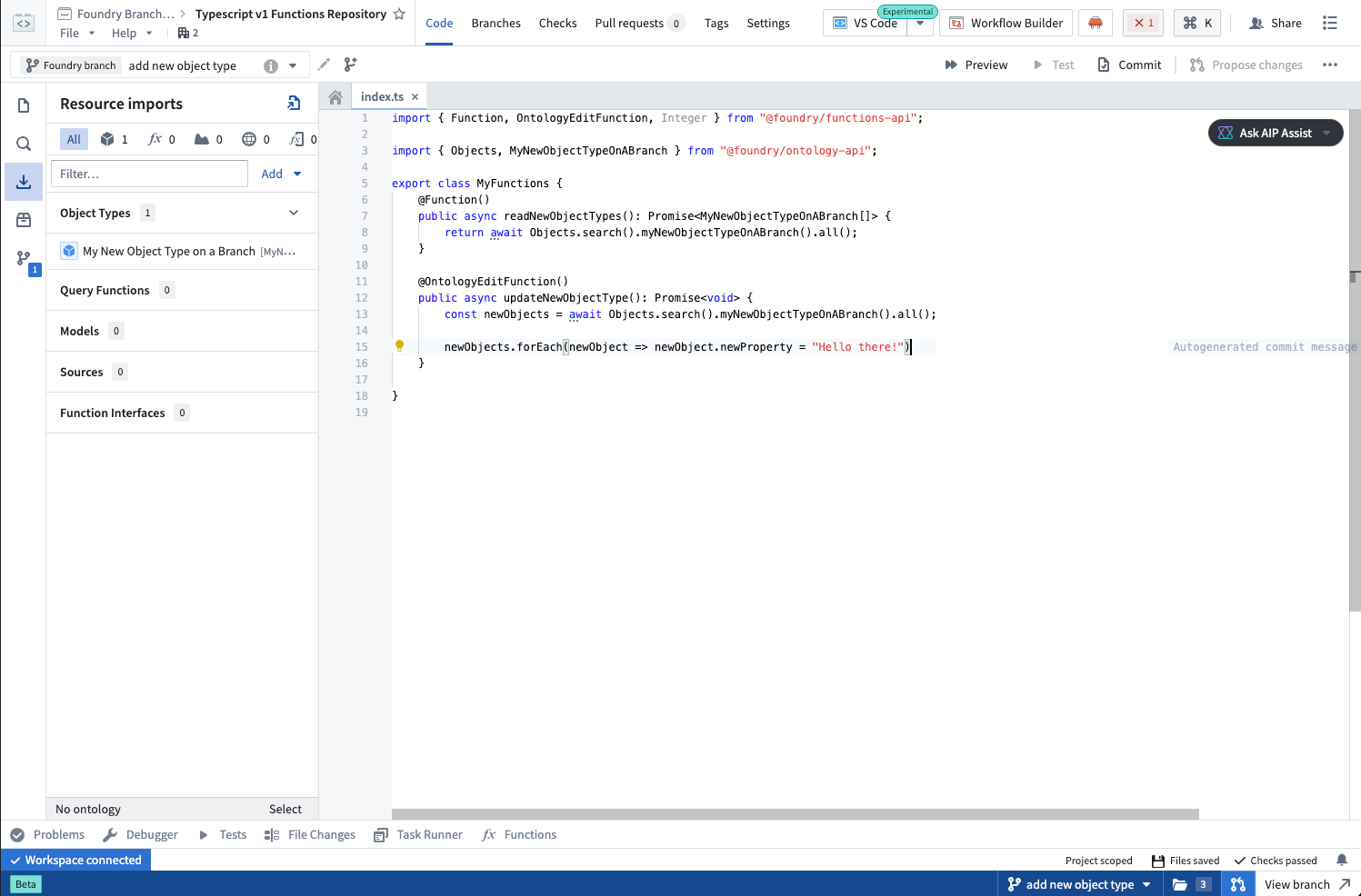 Developing a new function on a branch.