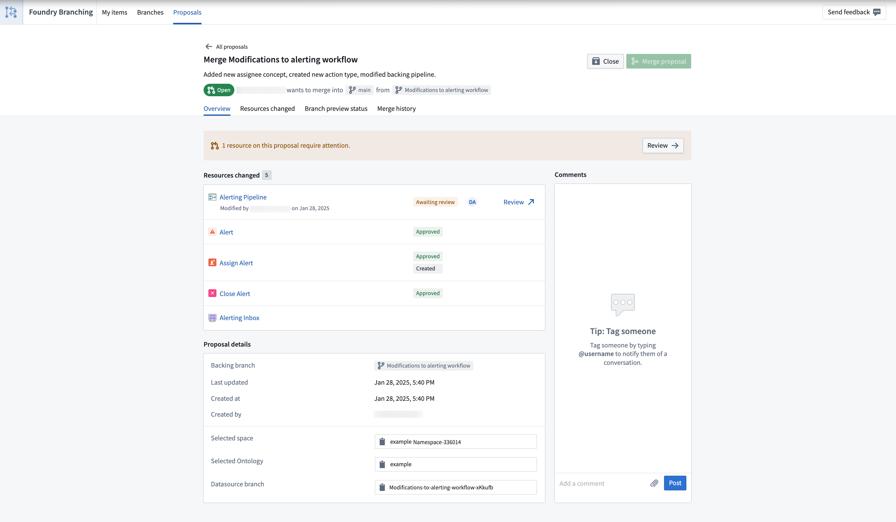 Foundry Branching app branch proposal overview.