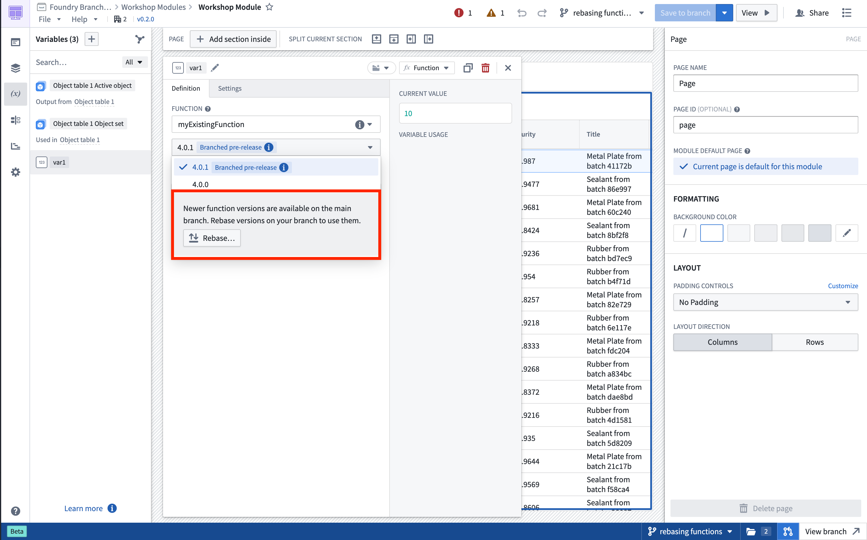 Rebasing functions dialogue.