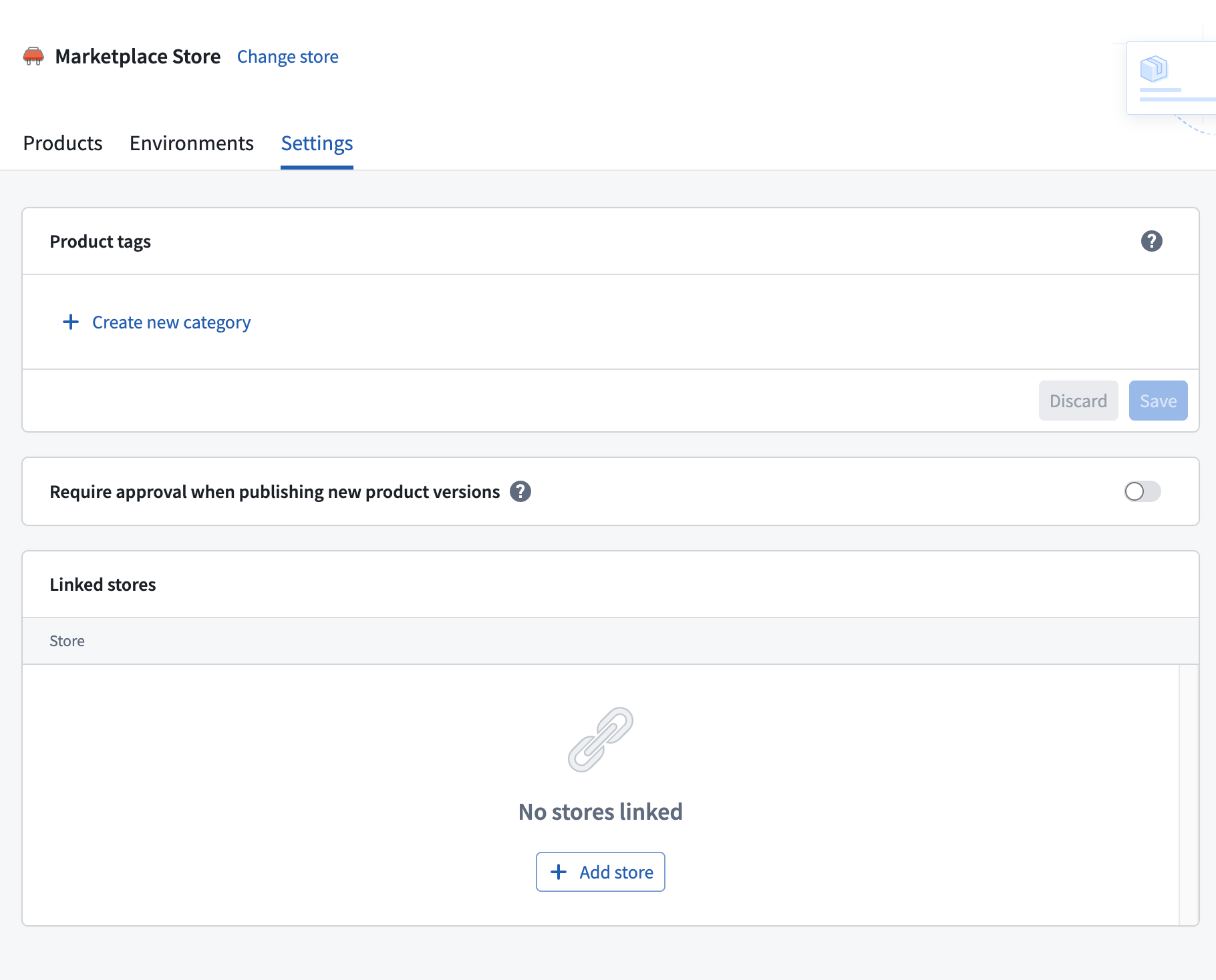 Store links settings.