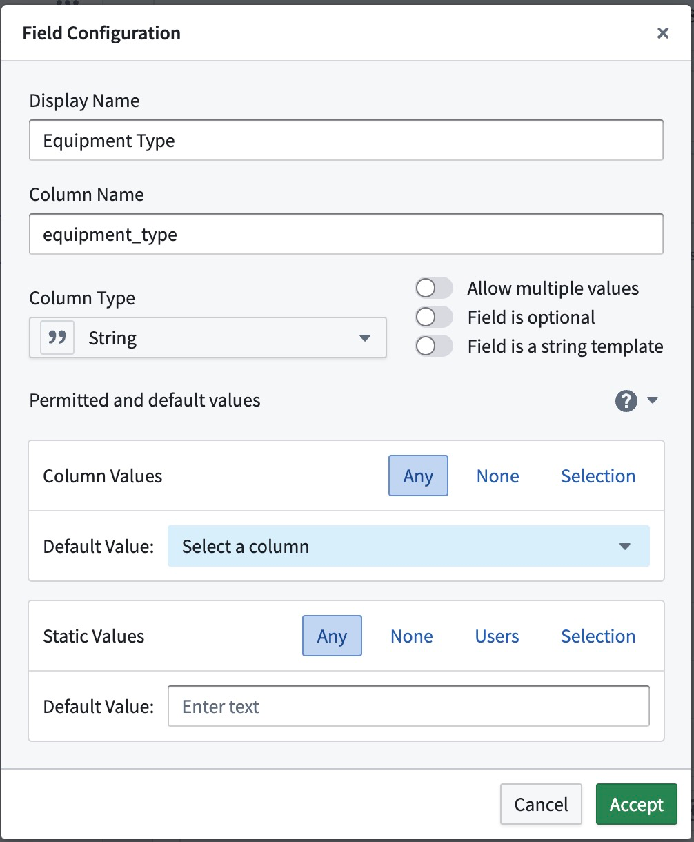 Output field configuration