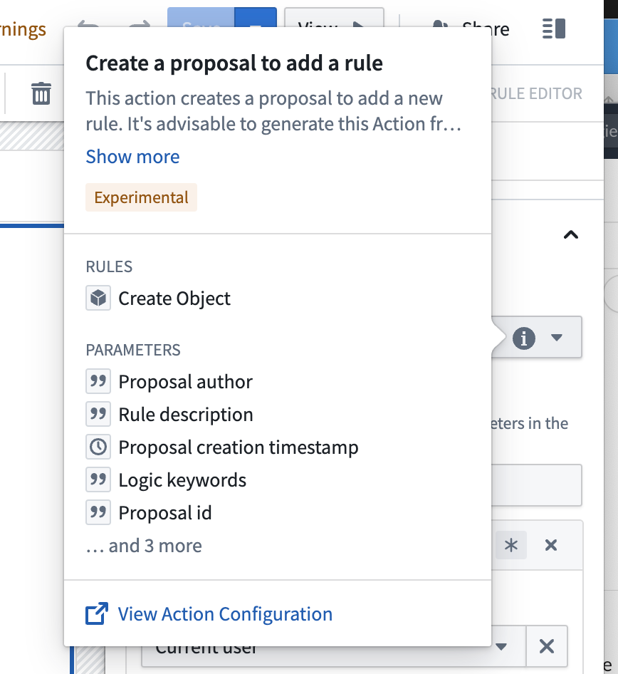 Create a proposal to add a rule pop-up