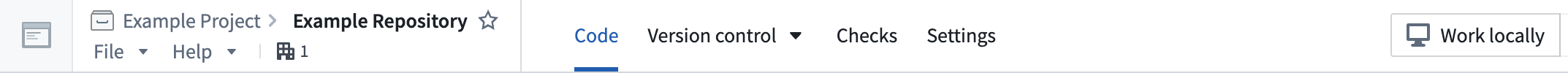 The top menu bar of a repository with the "Work locally" option to the right.