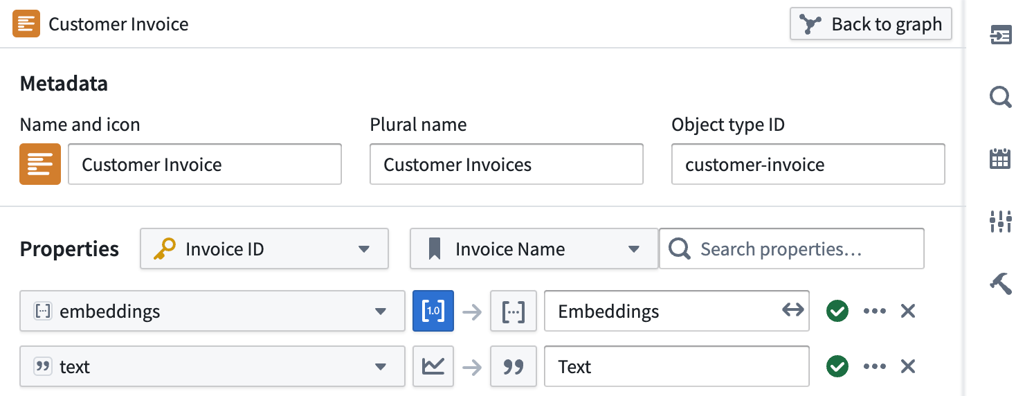 Configuring a vector property in a Pipeline Builder output object property