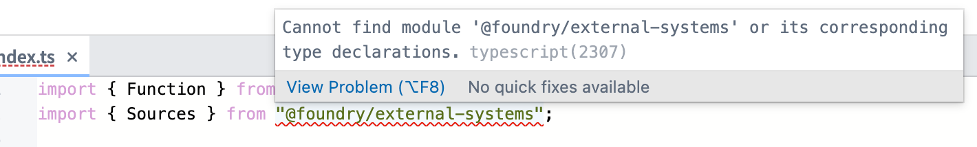 External Functions import error message.