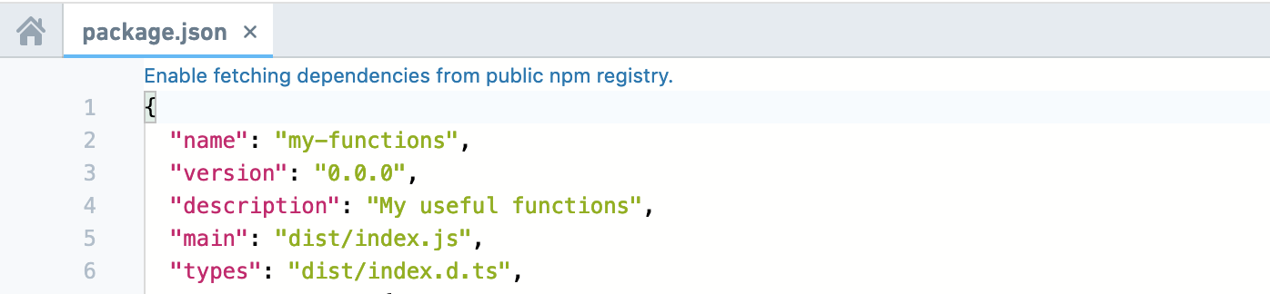 Enable an external npm in Code Repositories.