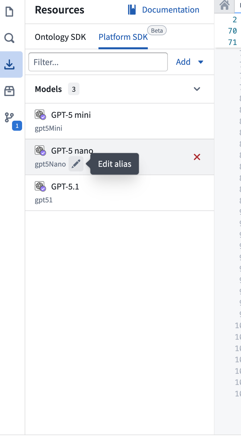 Configure model aliases inline.