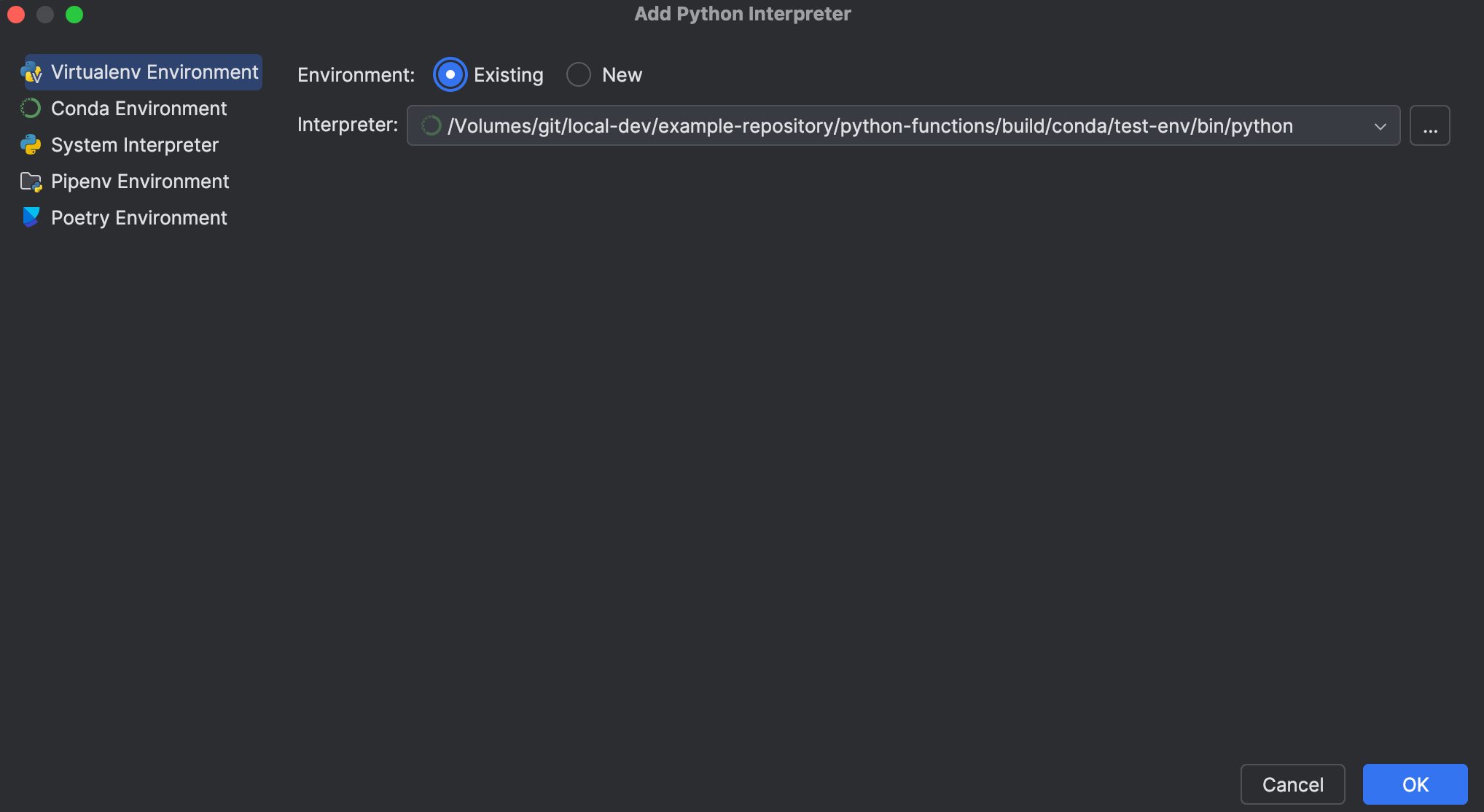 configure python interpreter screenshot