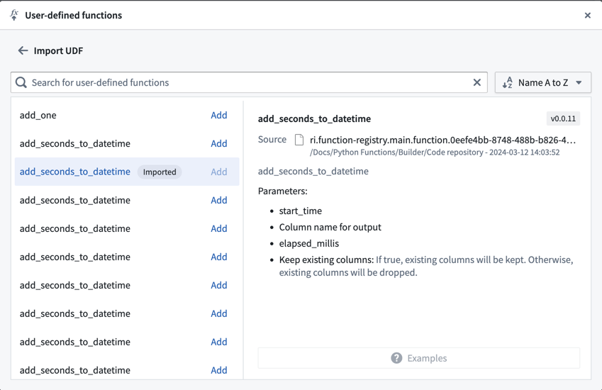 Add Python function to Pipeline Builder