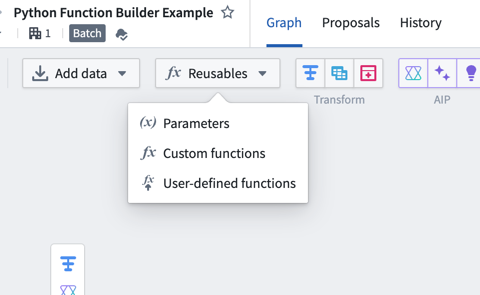 Reusables button in Pipeline Builder