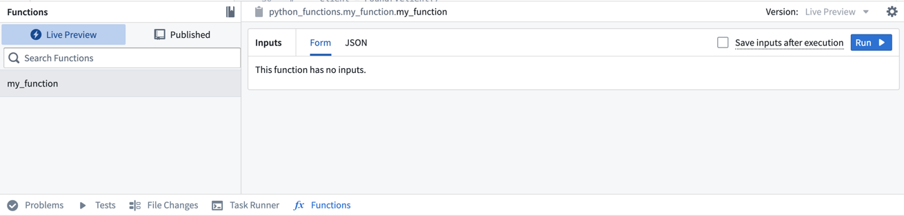 Open the Functions helper.