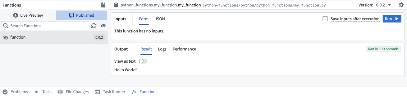 Run the function in the Functions helper.