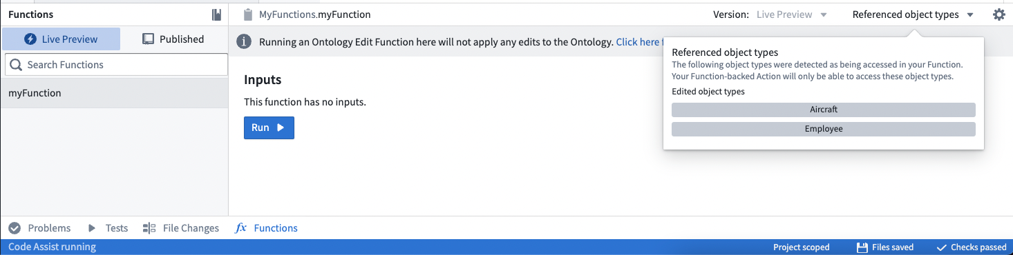 Manually specified referenced object types