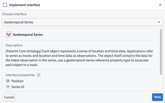 The Geotemporal Series interface modal is displayed.