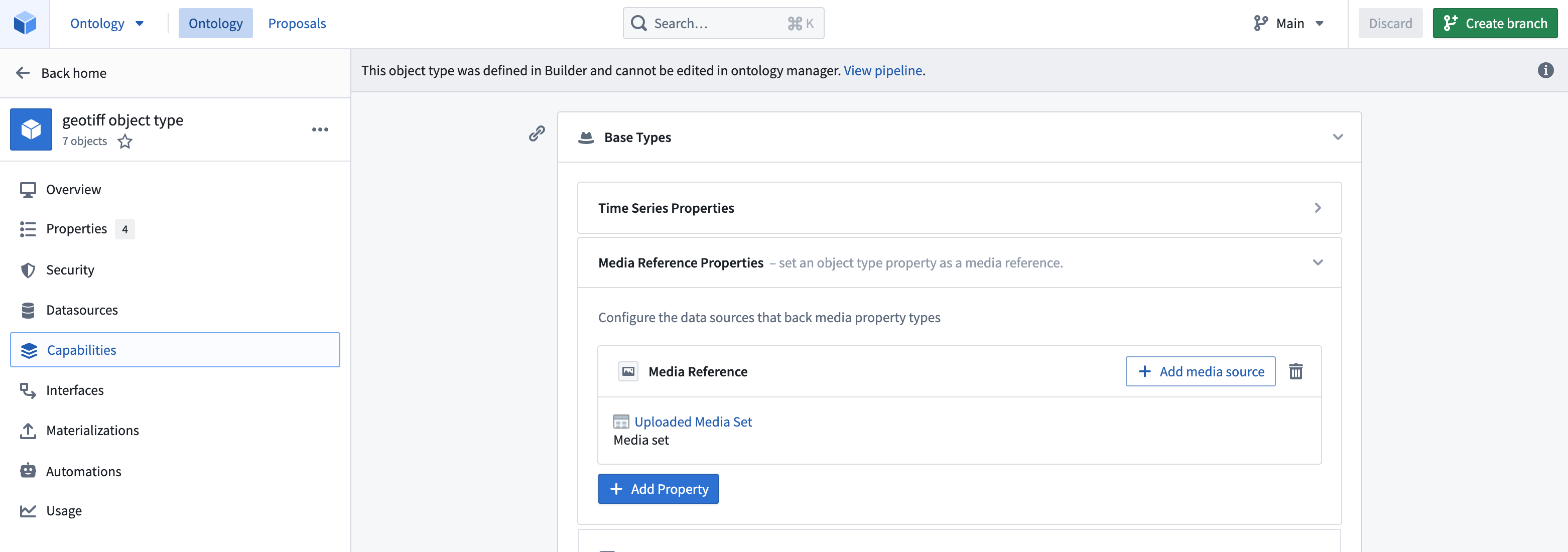 Media reference capabilities data source