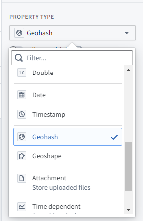 オントロジーマネージャーでの Geohash プロパティタイプ