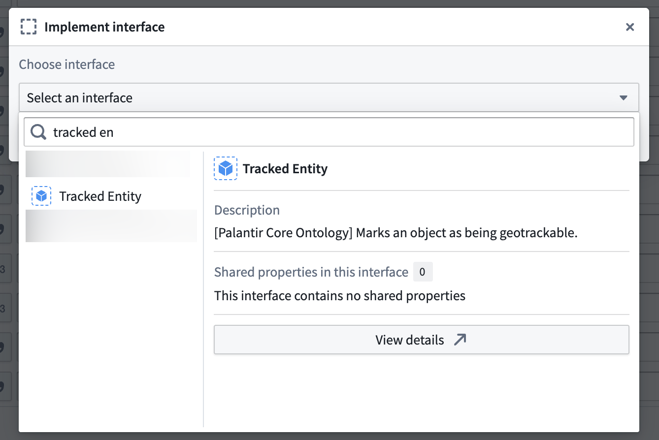 The Tracked Entity interface modal is displayed.