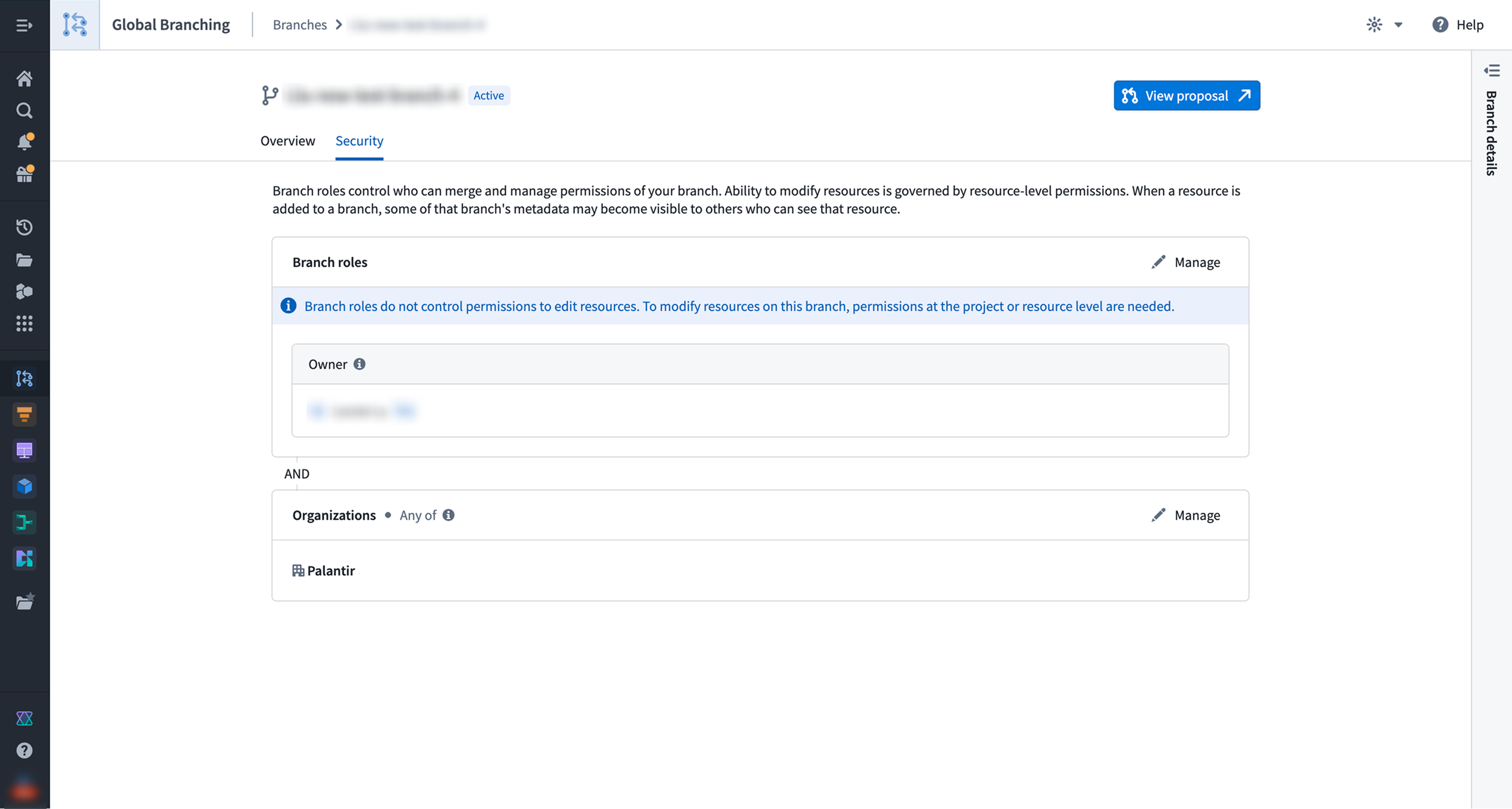 Global Branching app branch security.