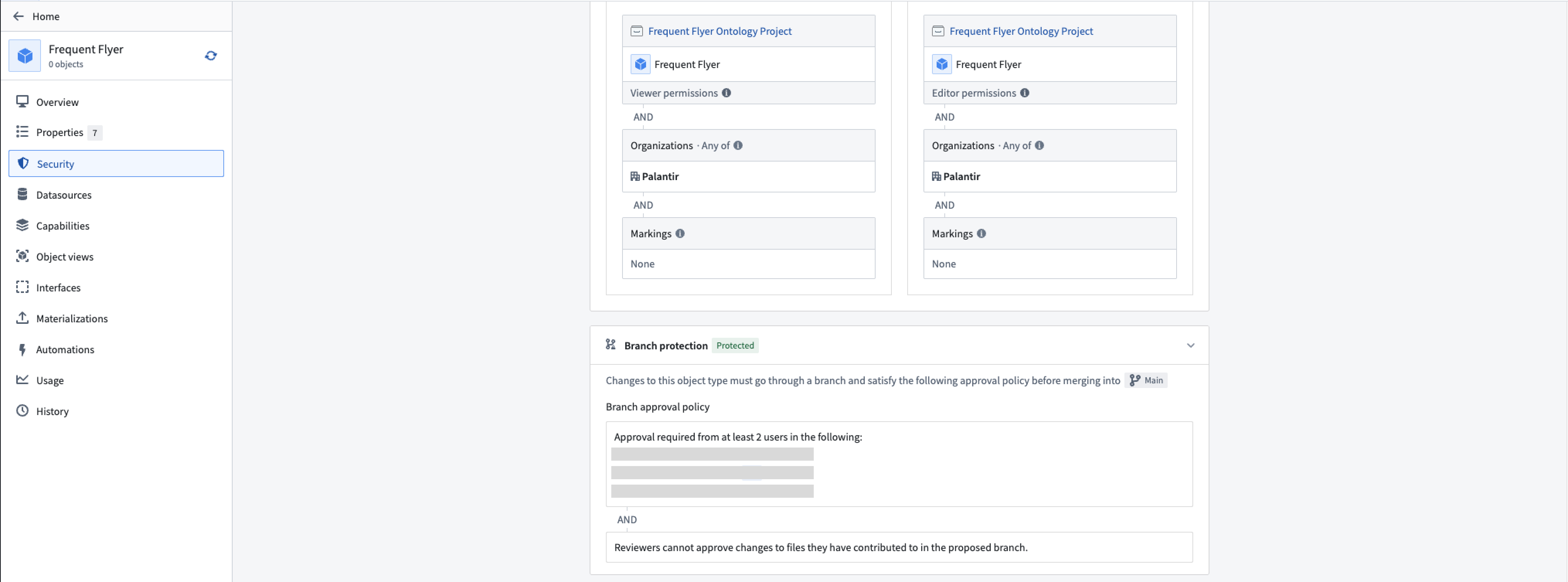 Protected ontology resource in Ontology Manager's Security tab.