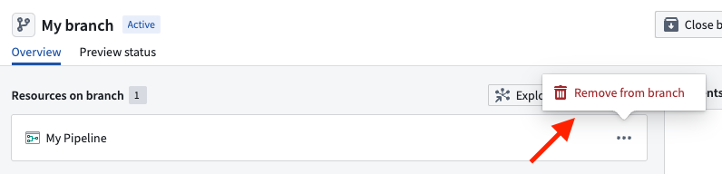 Resource with resource removal button