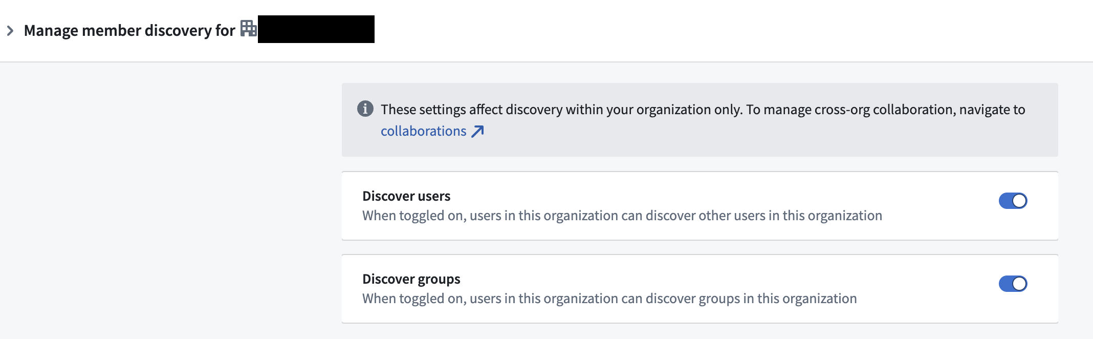 User discovery control in Control Panel.