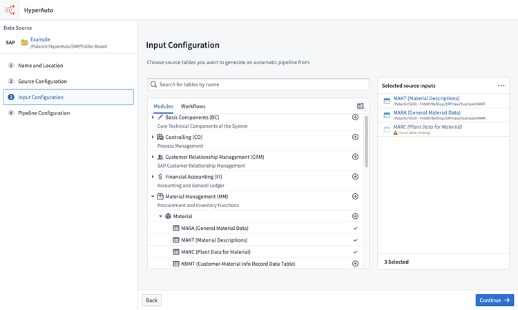 Discovered input configuration