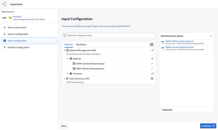 Discovered input configuration