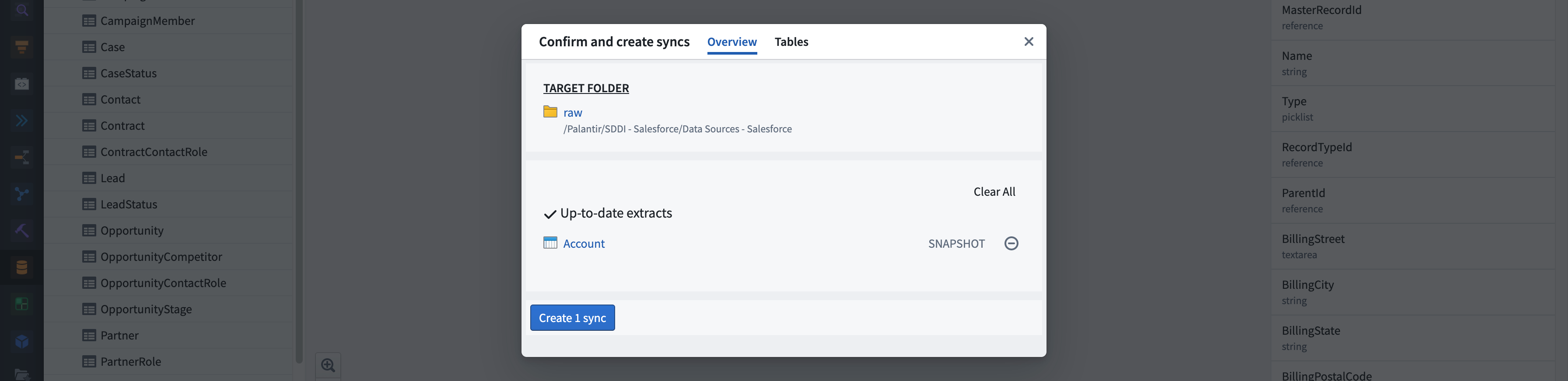 Dataset shopping cart and sync configuration