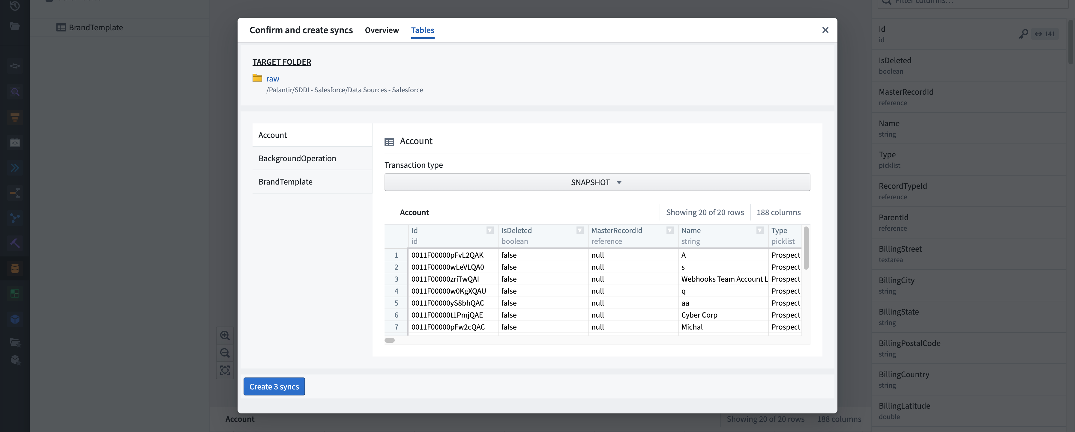 Dataset shopping cart tables tab