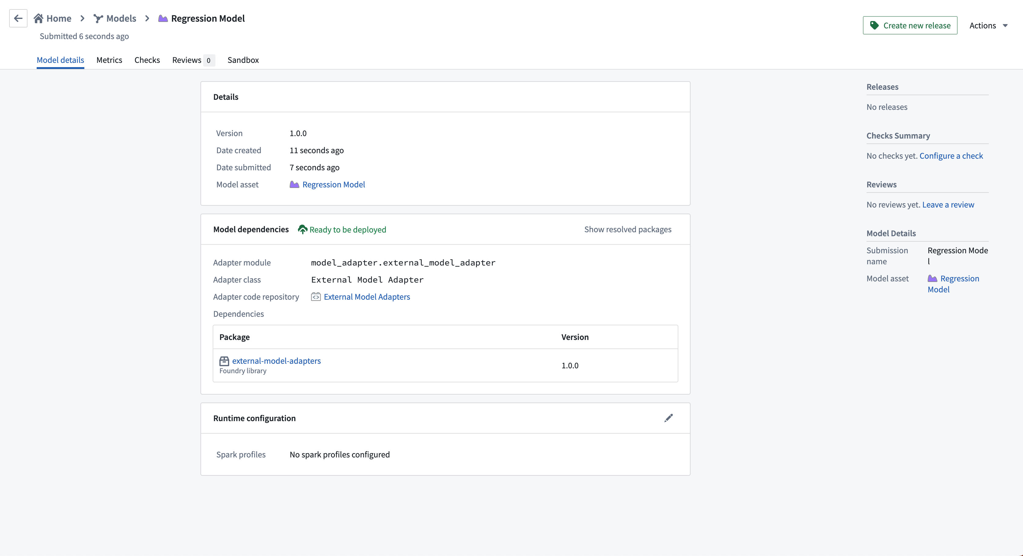 External model view in Palantir Foundry