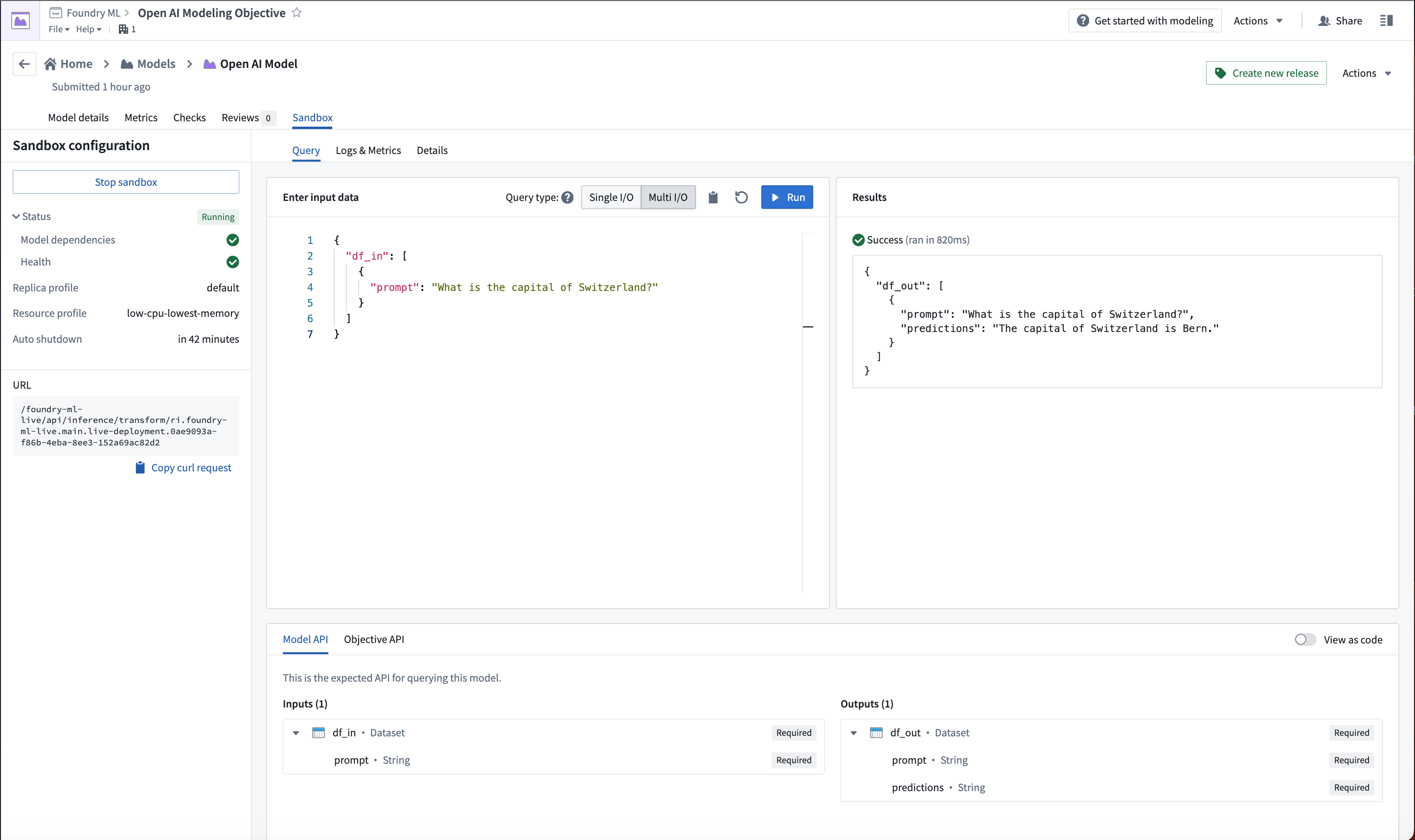 Example query using OpenAIAdapter