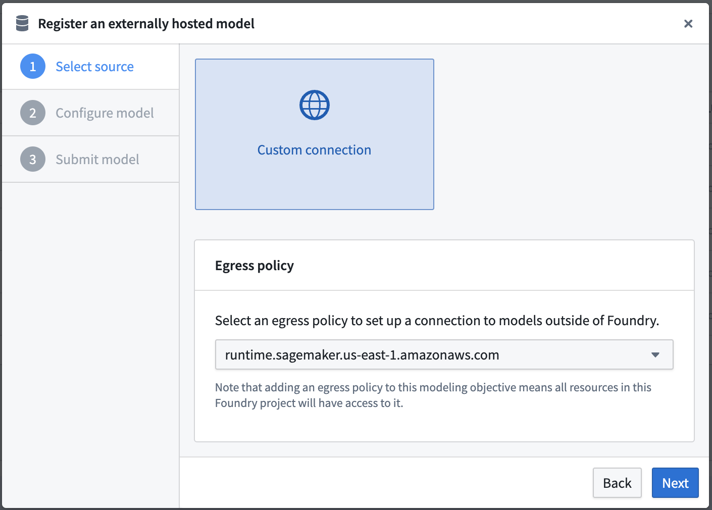 Egress Policy Amazon SageMaker in the modeling objectives application