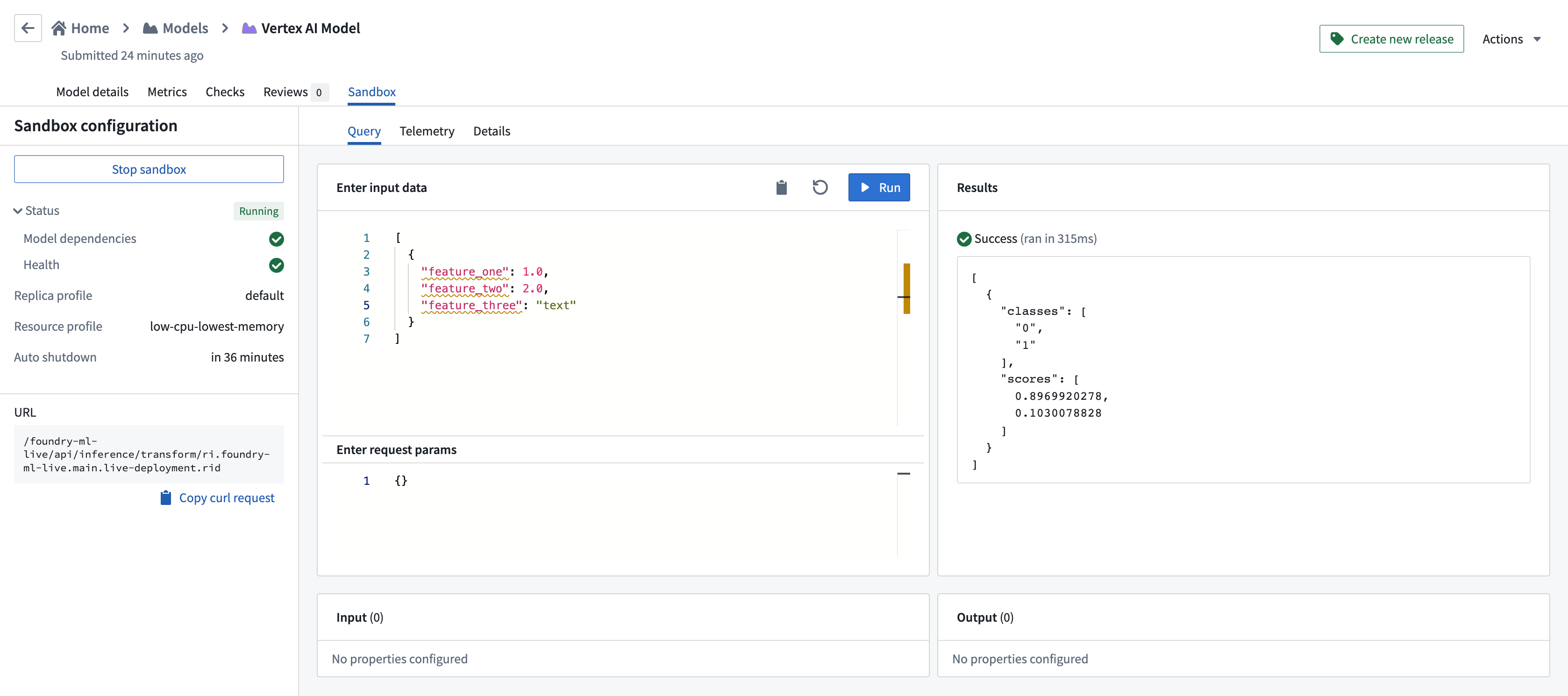 Example query using VertexAITabularAdapter