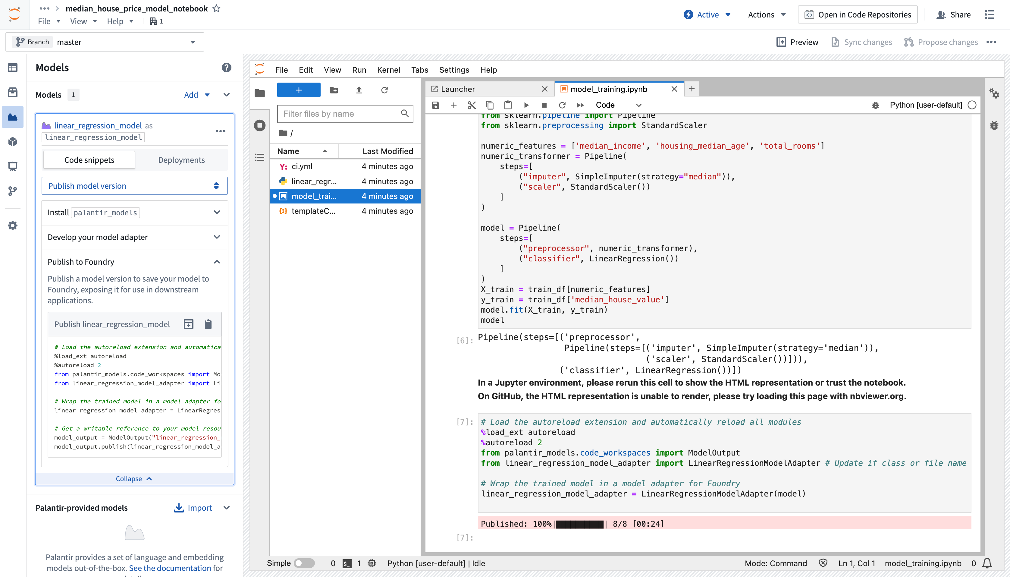 Publish model to Foundry from Code Workspaces