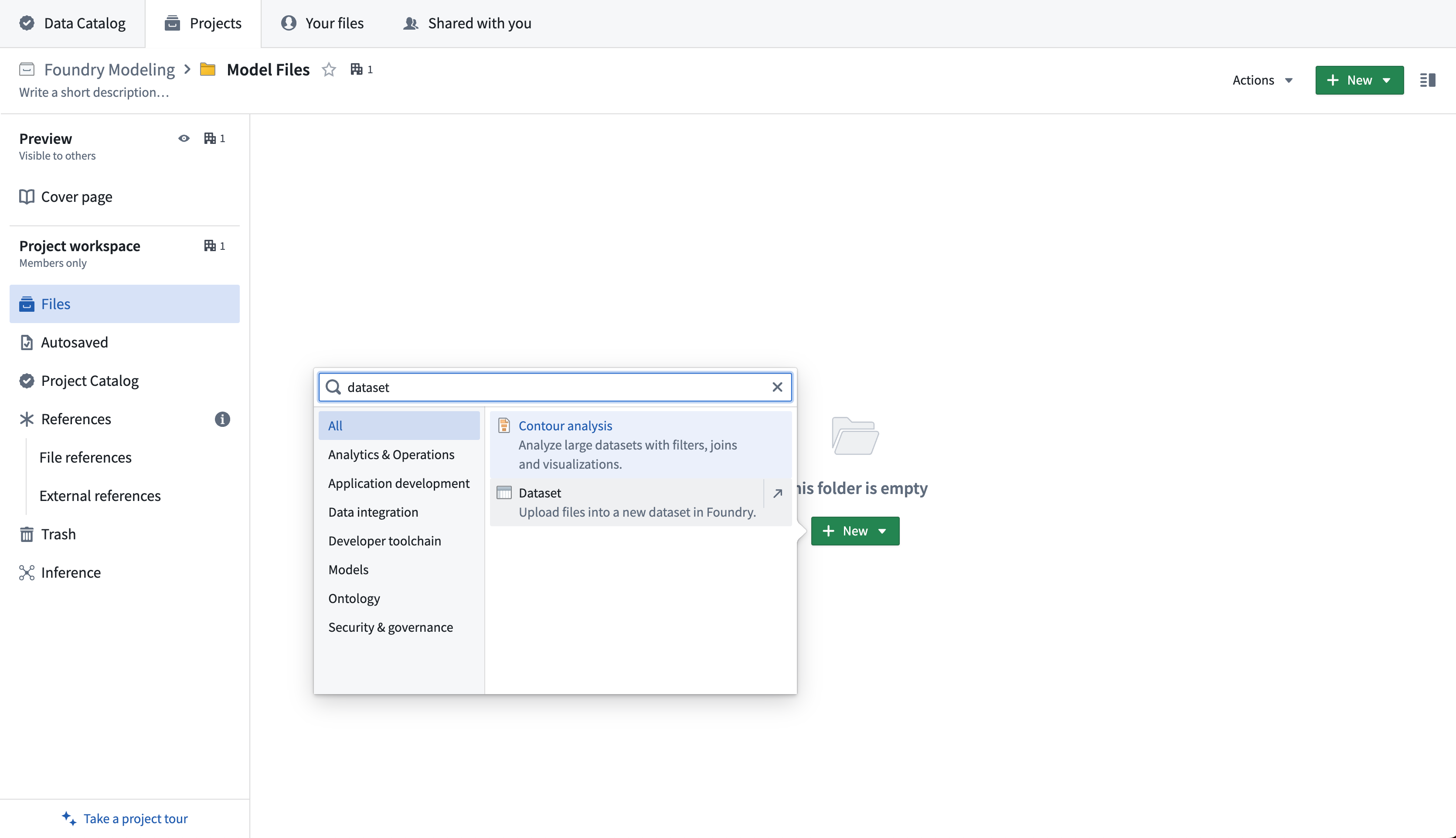 Create a new unstructured dataset from a Project. 