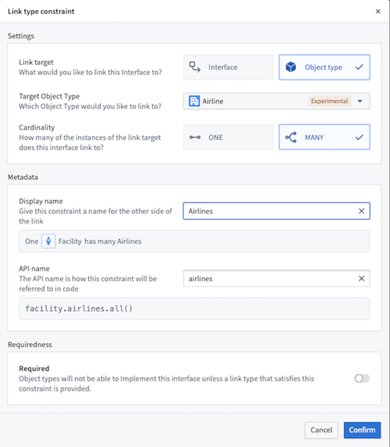 Create a link type constraint