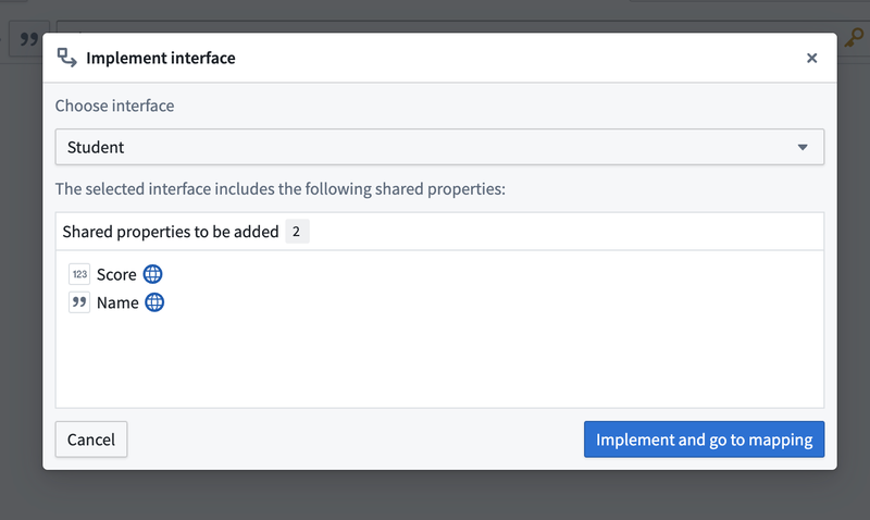 Interface selection and go to mapping.