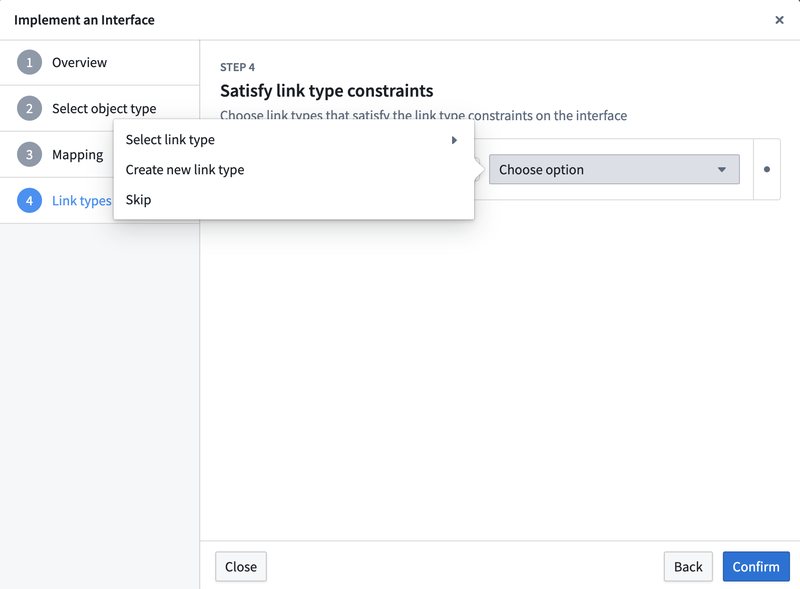 Map link types to fulfill link type constraints.